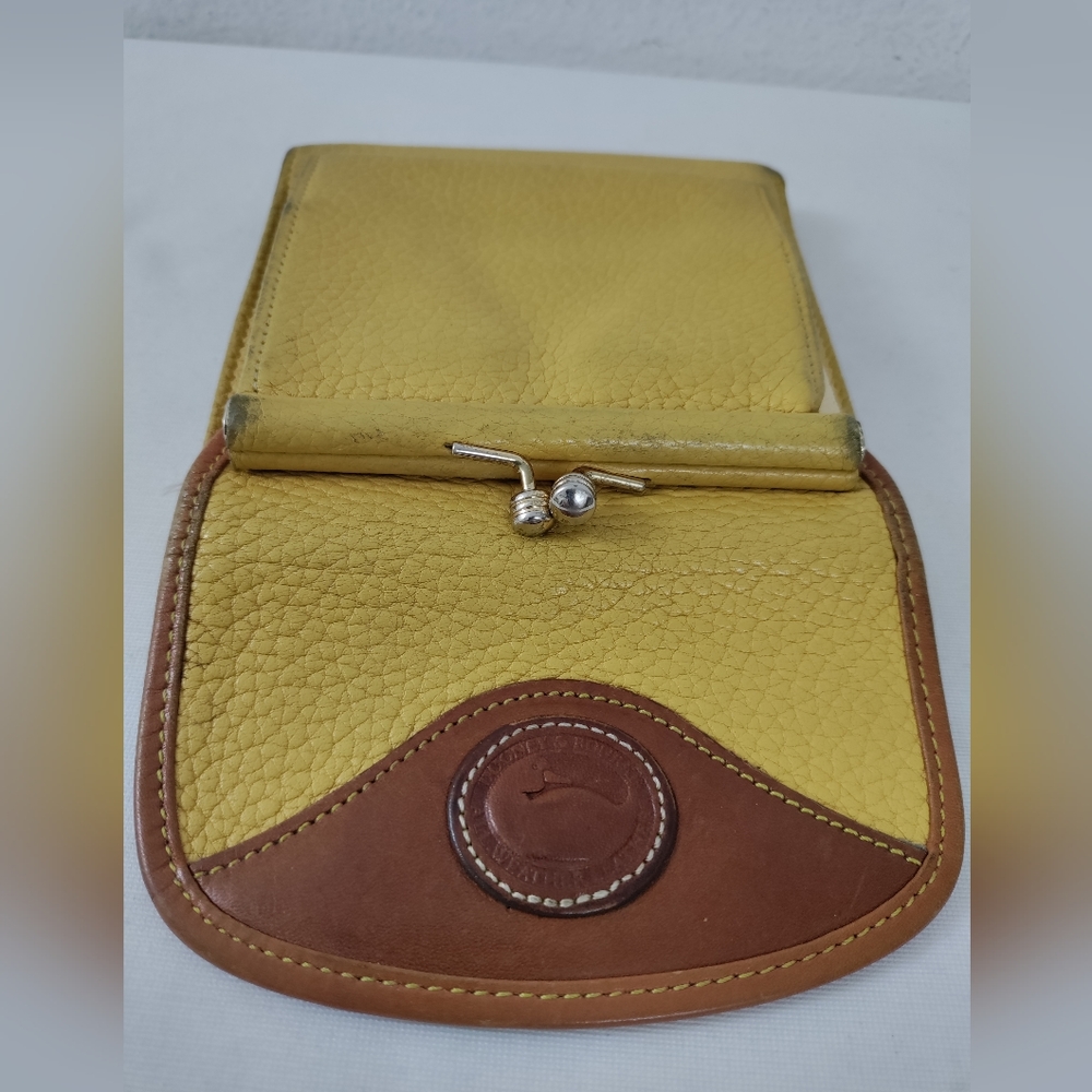 Dooney & Bourke Vintage AWL Mustard & British Tan Trifold Wallet - Picture 13 of 15